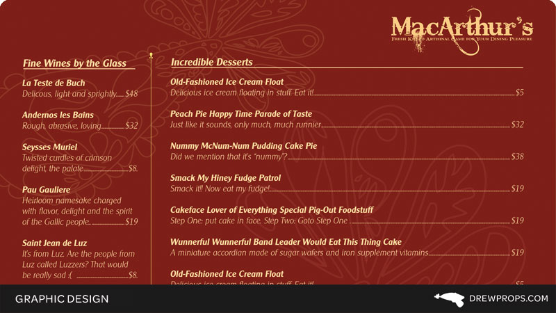 MacArthur’s Menu